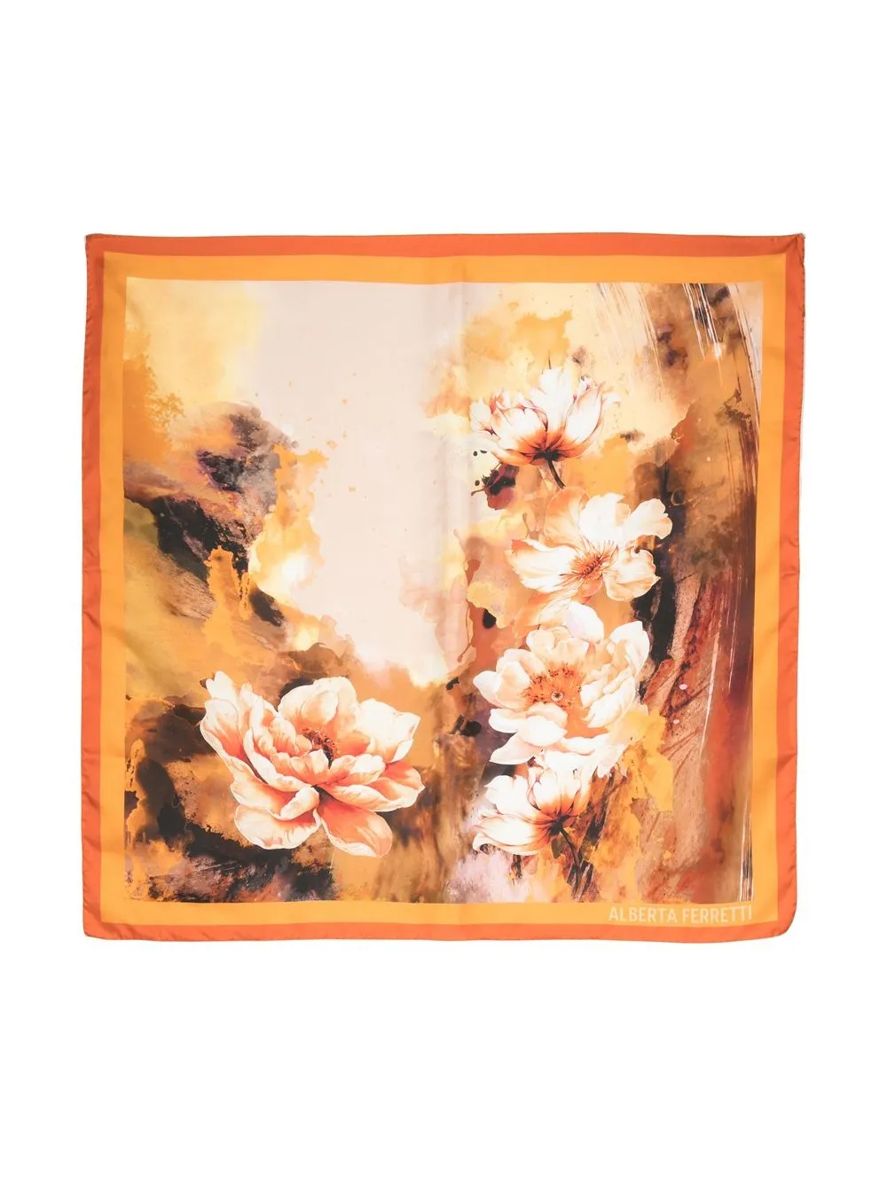

Alberta Ferretti floral-print silk scarf - Orange