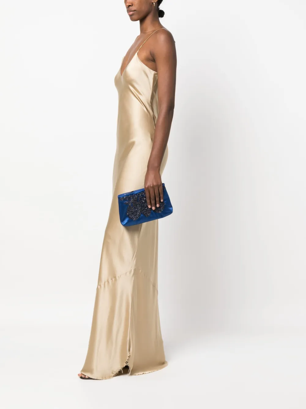Alberta Ferretti Clutch verfraaid met kralen - Blauw