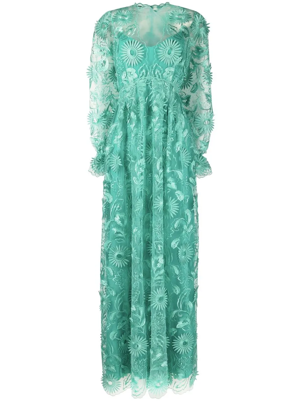 Alberta Ferretti Sunflower Macramé Gown In Green