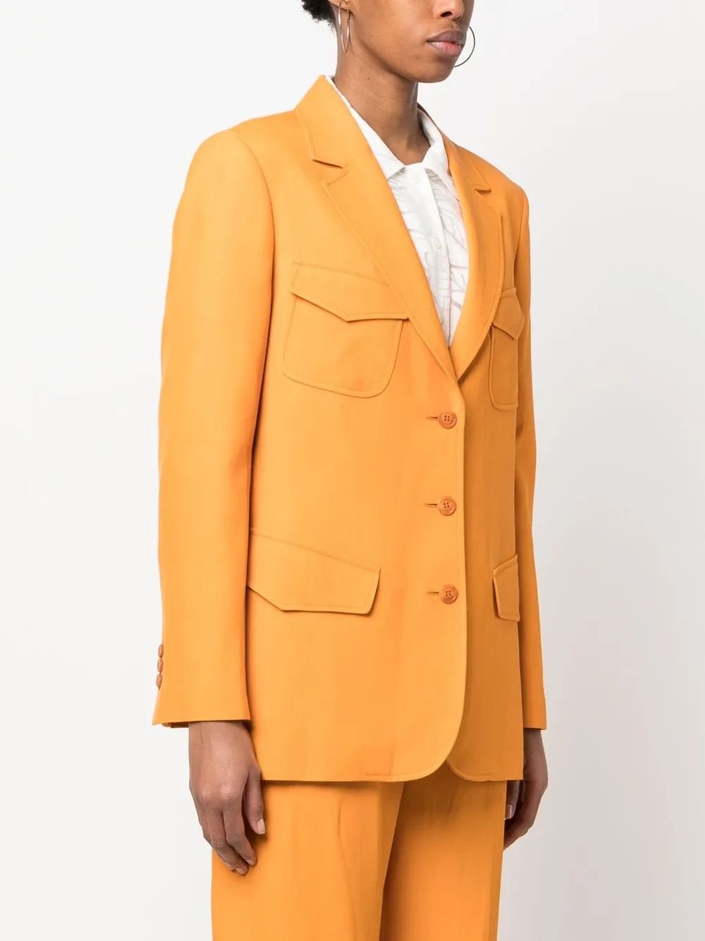 Alberta Ferretti Single-breasted Blazer In 橘色