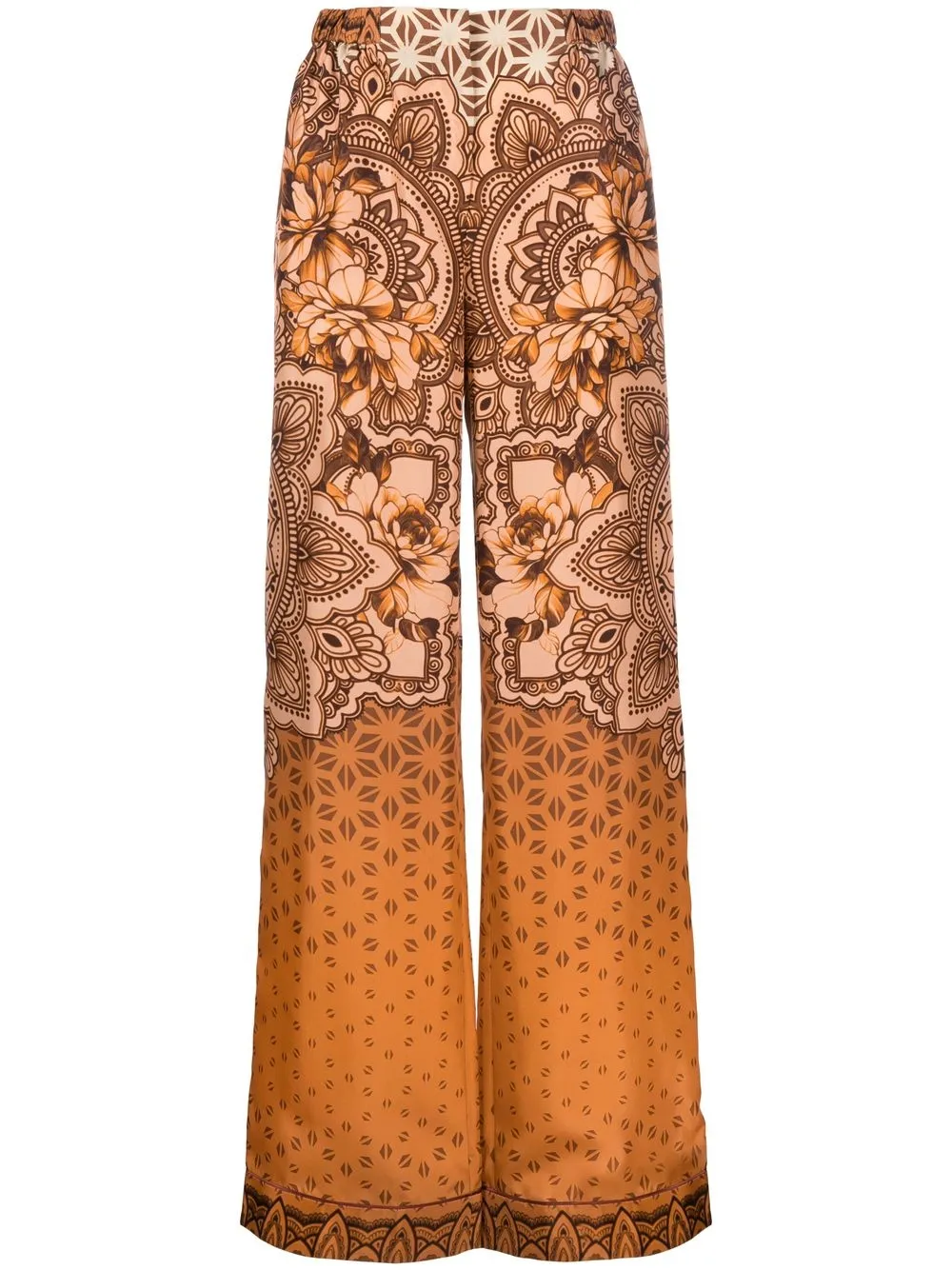 

Alberta Ferretti silk graphic-print trousers - Orange