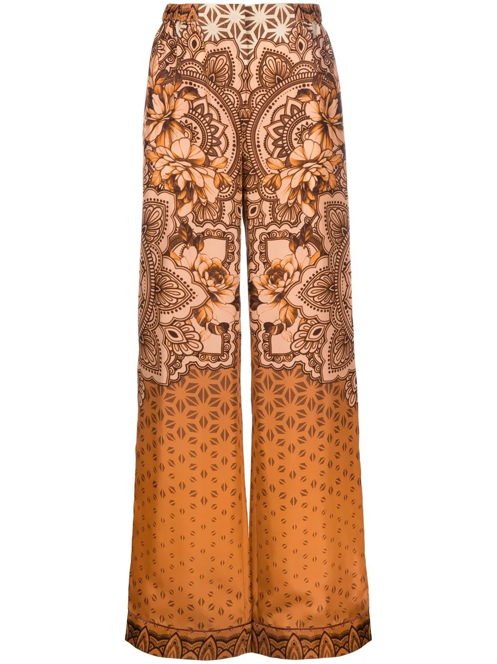 

Alberta Ferretti pantalones de seda con estampado gráfico - Naranja