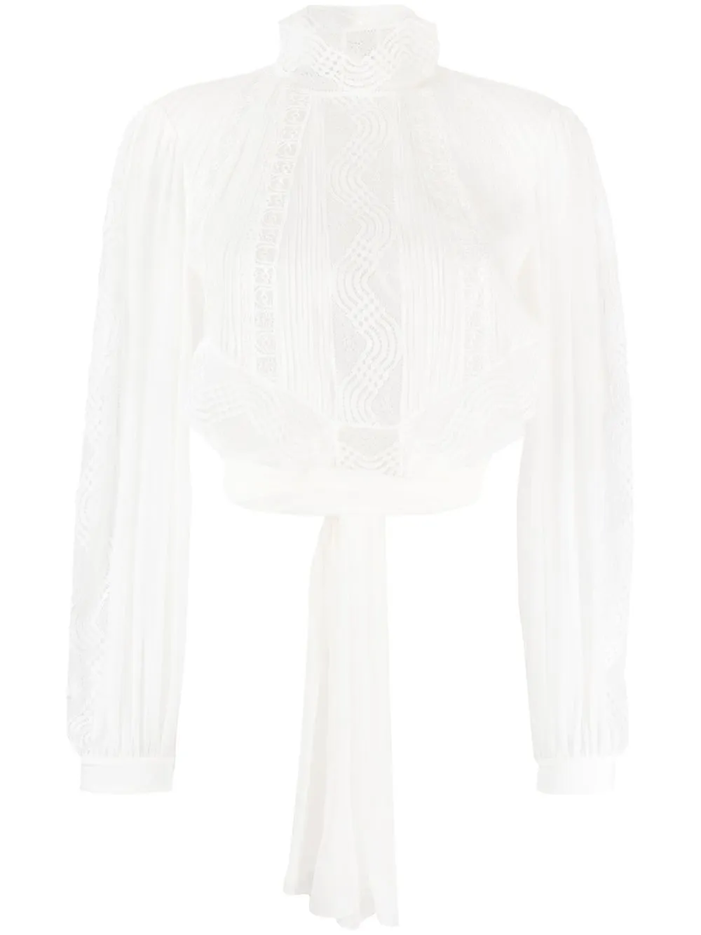 

Alberta Ferretti lace-panel rear-tie blouse - White