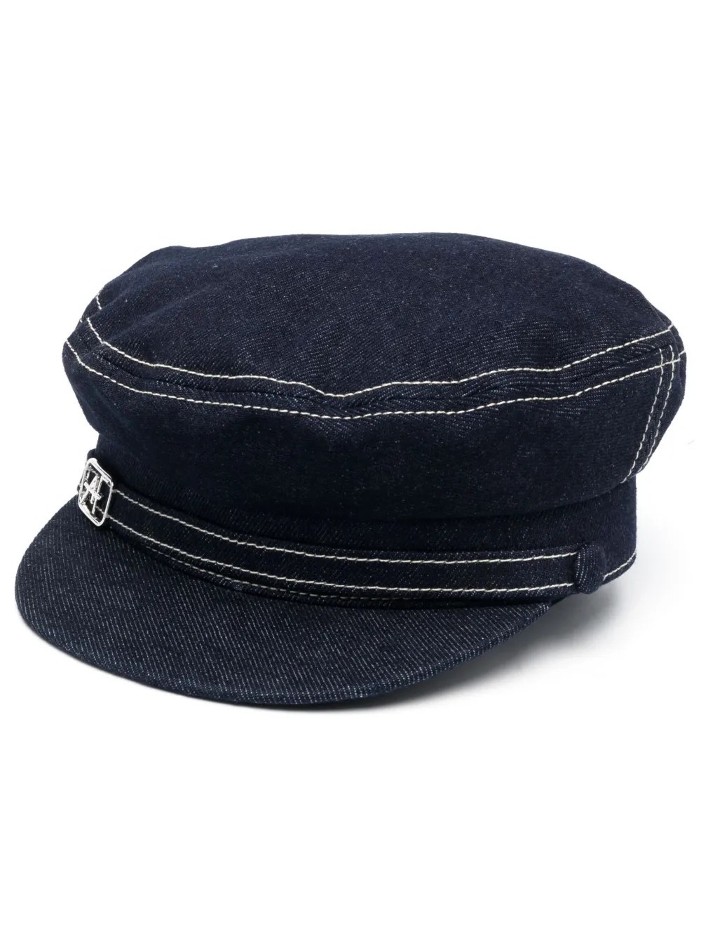 Alberta Ferretti Logo-plaque Denim Sailor Hat In Blue