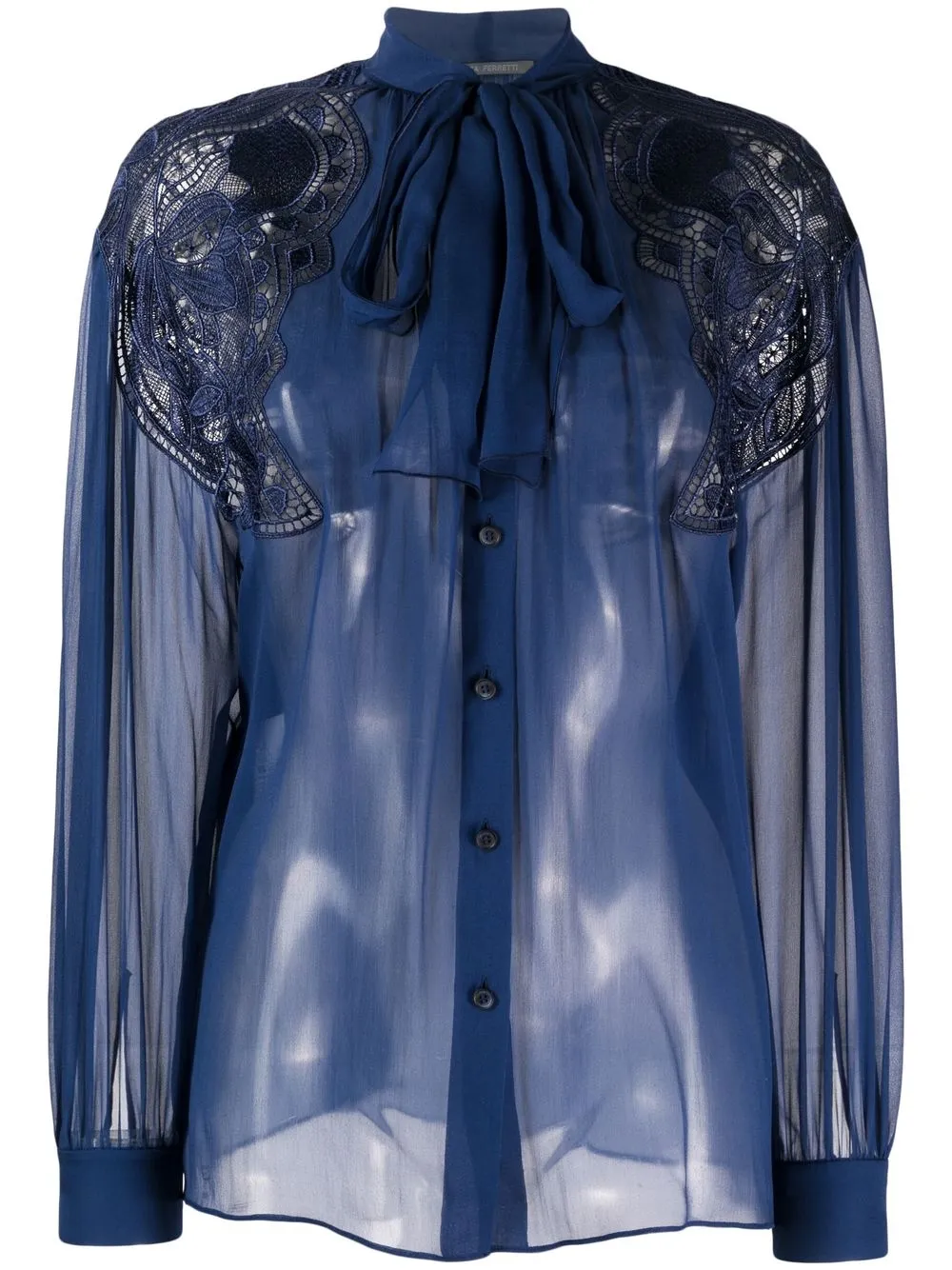 

Alberta Ferretti sheer lace-panel blouse - Blue