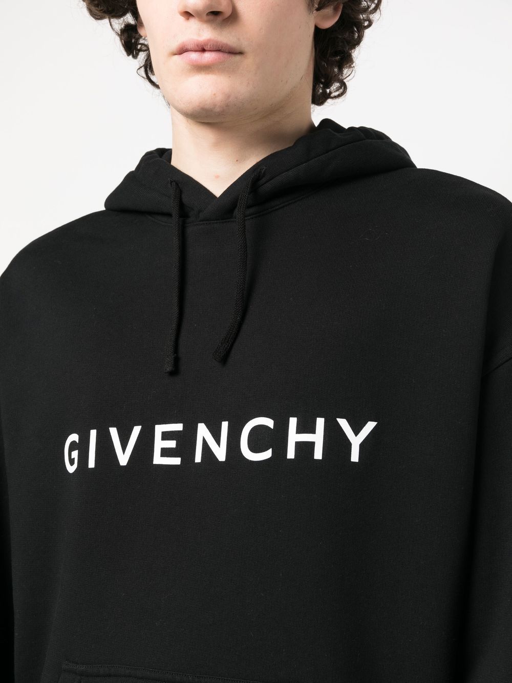 Shop Givenchy Logo-print Drawstring Hoodie In Black