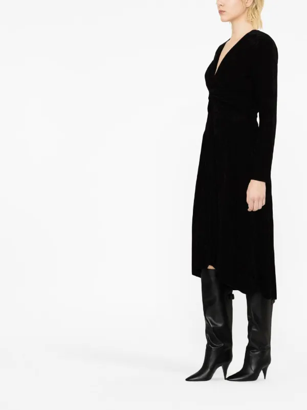 ISABEL MARANT long-sleeved V-neck Midi Dress | Black | FARFETCH