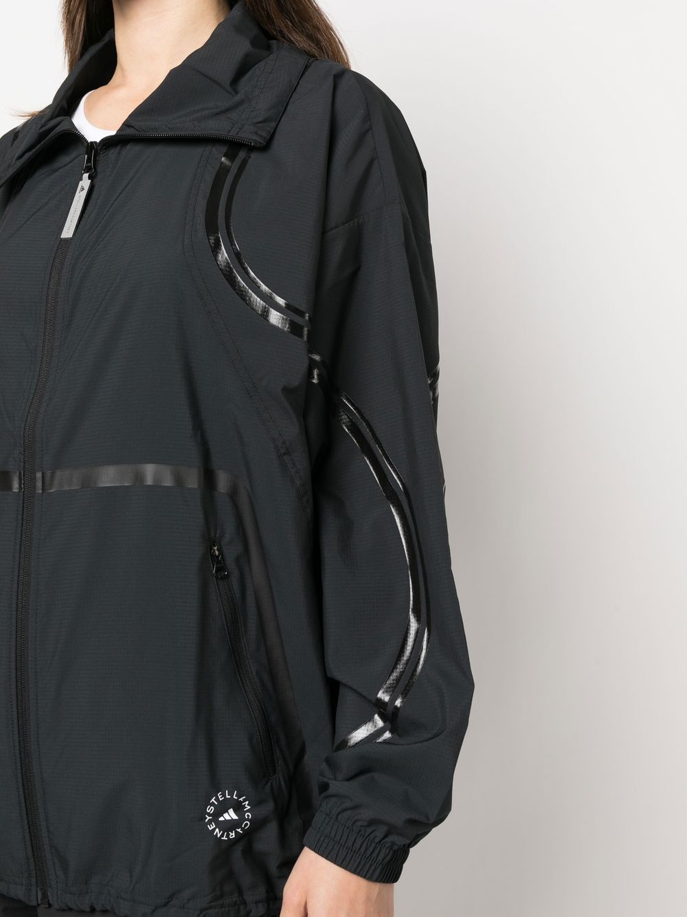 Shop Adidas By Stella Mccartney Mesh-panel Lightweight Jacket In Schwarz