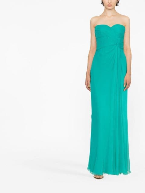 gathered strapless gown