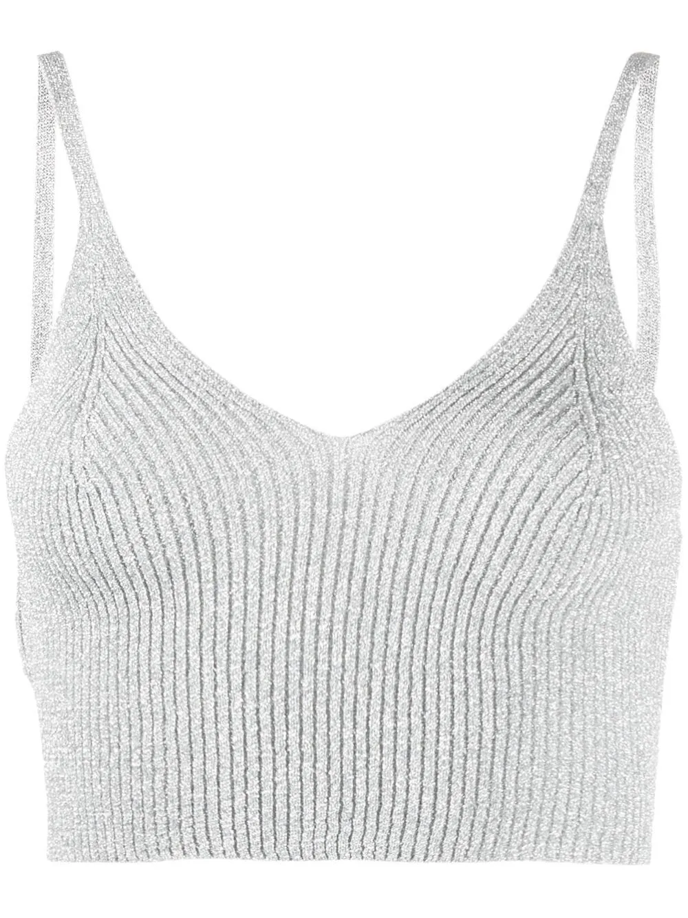 

Alberta Ferretti top de tinates finos con cuello en V - Plateado