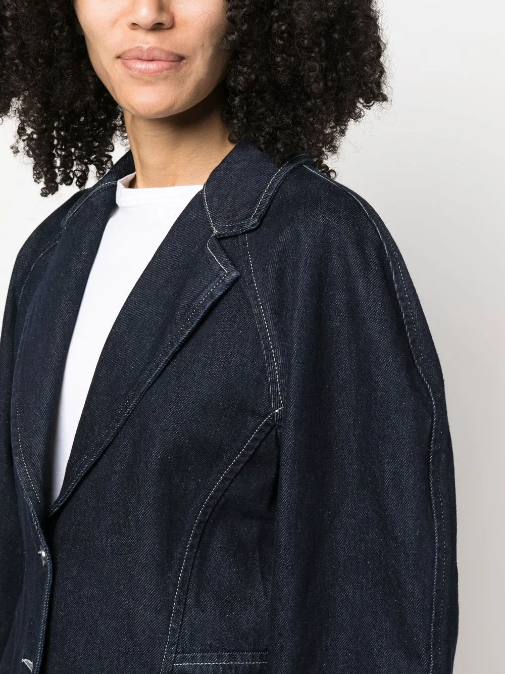 Alberta Ferretti Single-breasted Denim Blazer In 蓝色