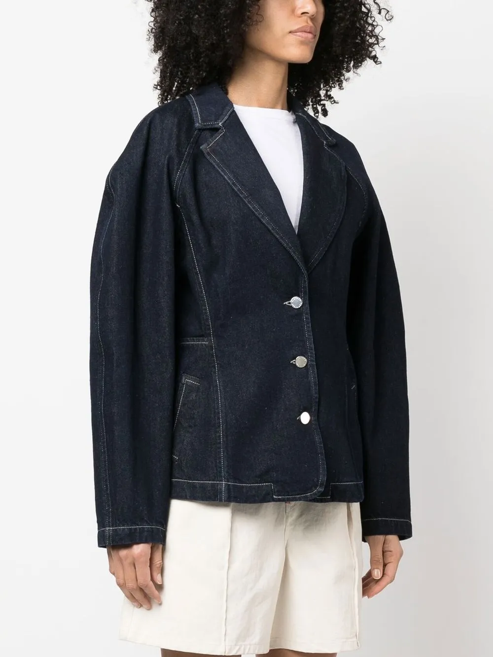 Alberta Ferretti Single-breasted Denim Blazer In 蓝色