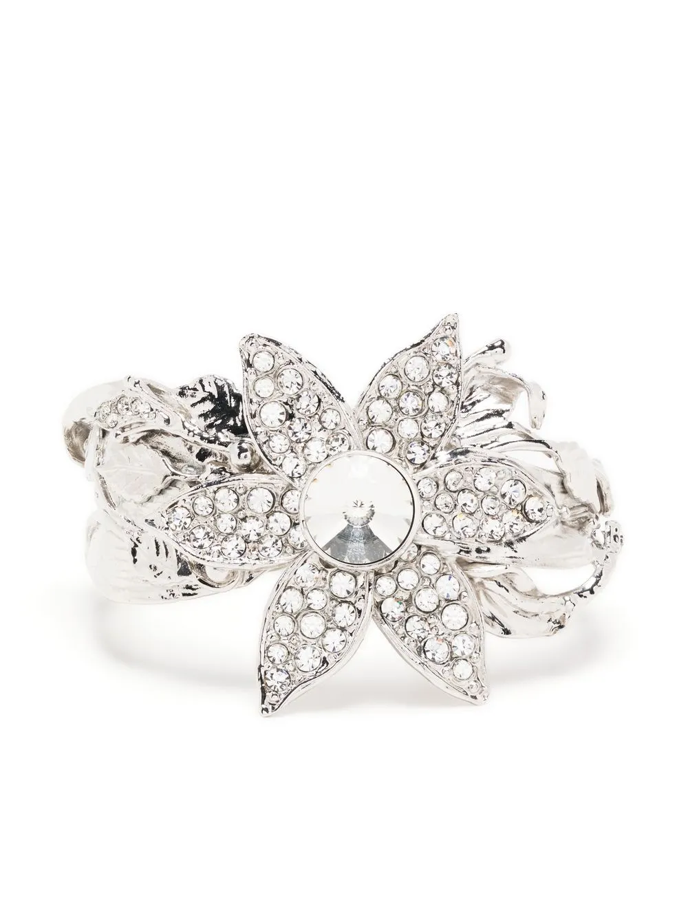 

Alberta Ferretti rhinestone-embellished floral bracelet - Silver