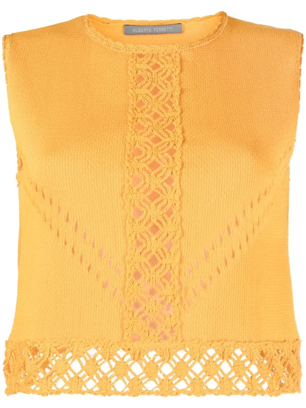 

Alberta Ferretti top tejido con ribete de crochet - Naranja