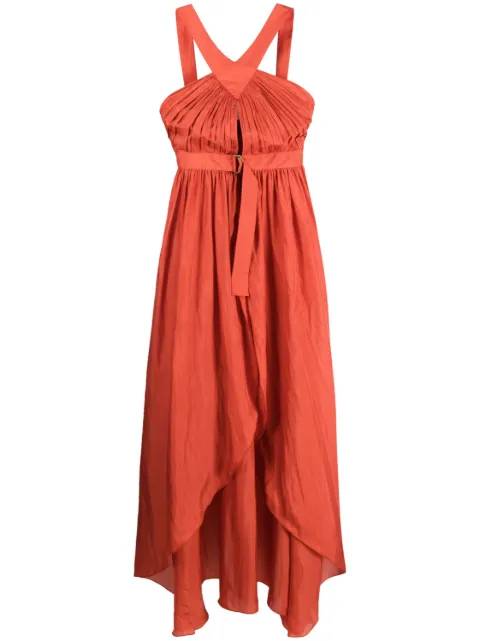 Alberta Ferretti vestido largo sin mangas con diseño plisado