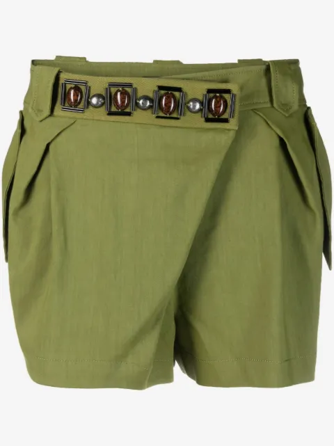 Alberta Ferretti stone-detailing low-rise mini shorts