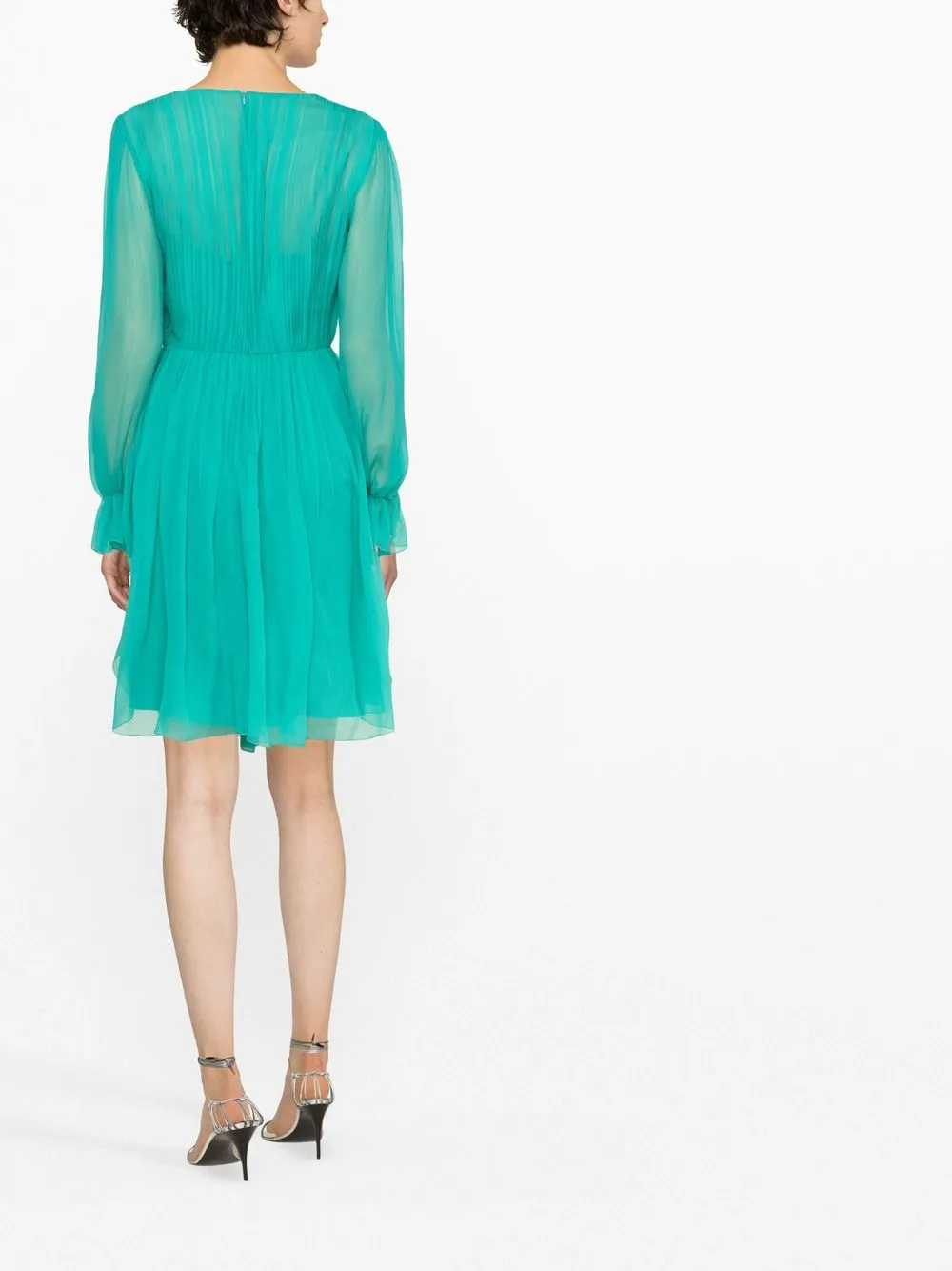 Alberta Ferretti Pleated Mini Dress In Green