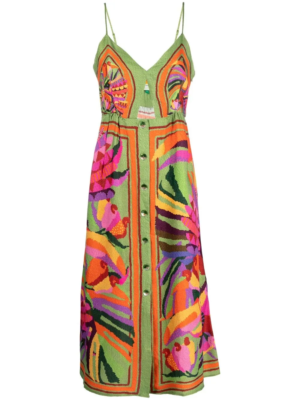 

FARM Rio Toucan scarf midi dress - Green
