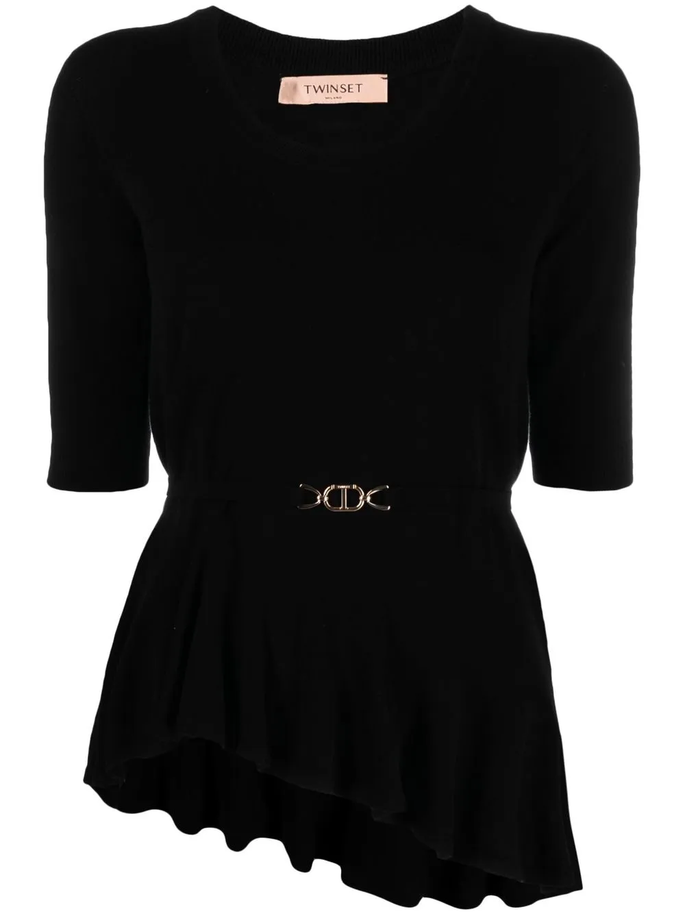 

TWINSET top tejido con placa del logo - Negro