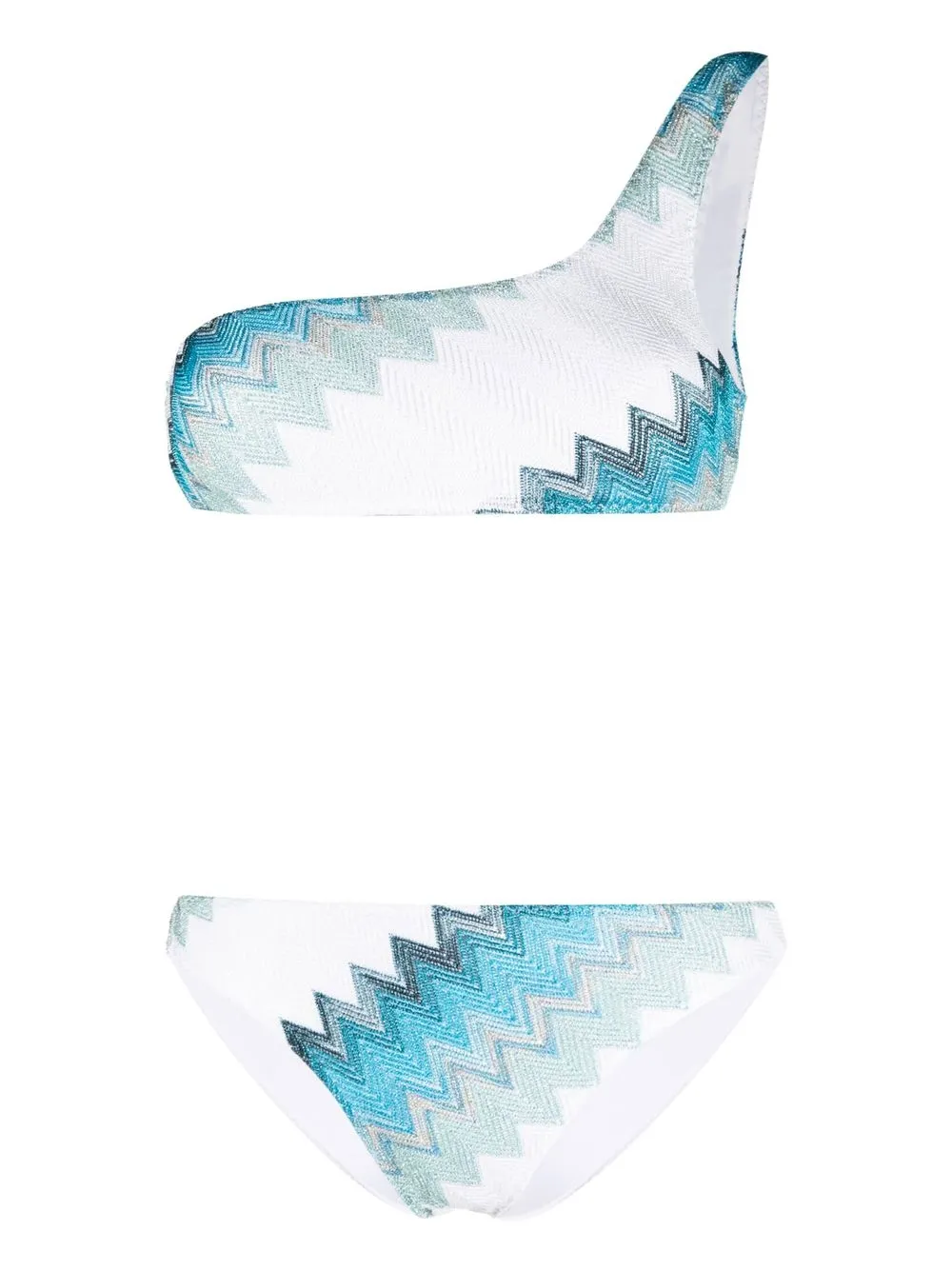 MISSONI PATTERNED ONE-SHOULDER BIKINI SET