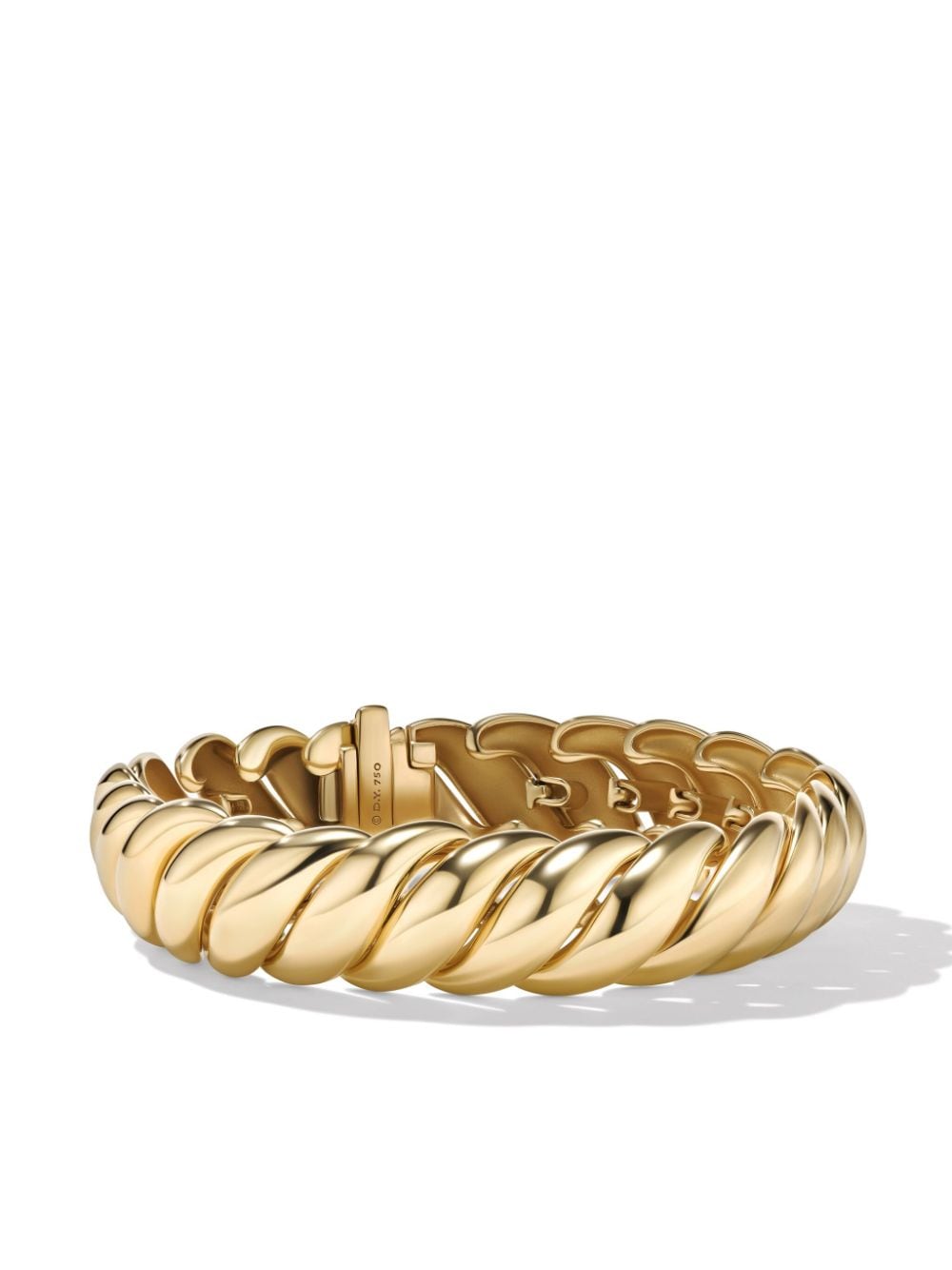 Shop David Yurman 18kt Yellow Gold Sculpted Cable Bracelet