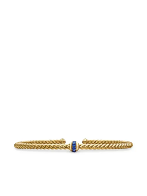 David Yurman 18kt yellow gold Classic Cablespira Station pavé bracelet (3mm)