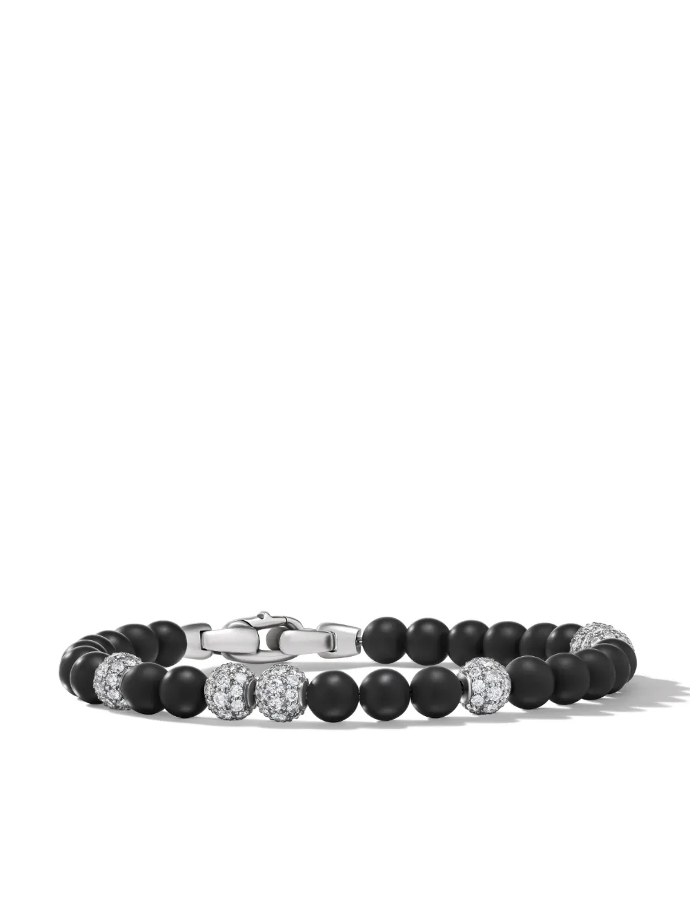 David Yurman Sterling Silver Diamond Beaded Bracelet In Silver