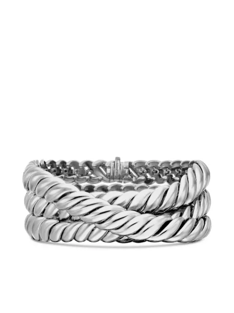 David Yurman sterling silver Sculpted Cable Triple Wrap bracelet (8.5mm)