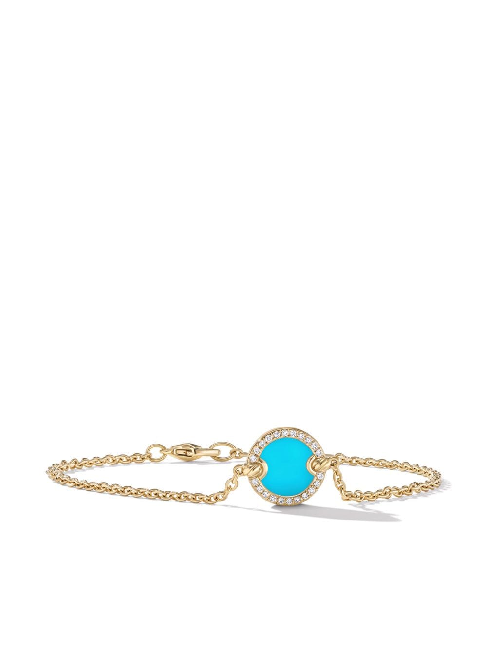 Shop David Yurman 18kt Yellow Gold Petite Dy Elements Turquoise Diamond Bracelet