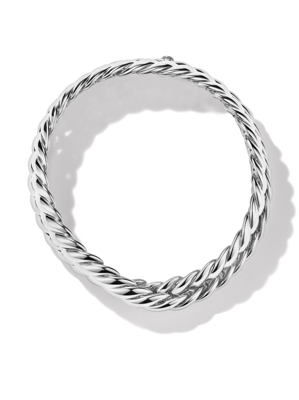 Shop David Yurman Sculpted Cable Double Wrap Bracelet In Silver