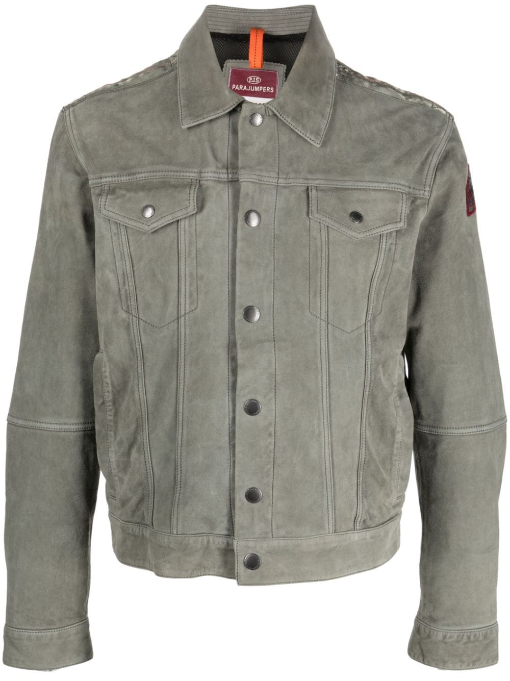 Parajumpers Logo-patch Suede Shirt Jacket In Grün