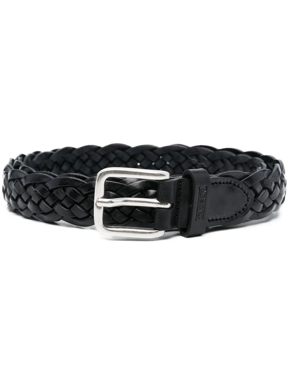 

Closed braided calf-leather belt - Black