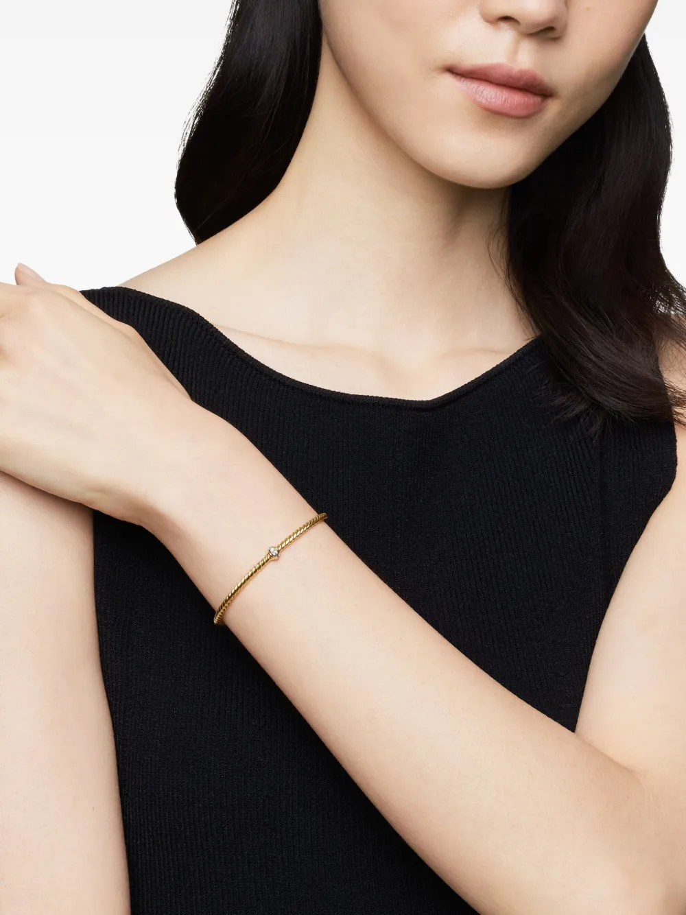 David Yurman 18kt yellow gold Classic Cablespira Station diamond bracelet (3mm) | Image 2