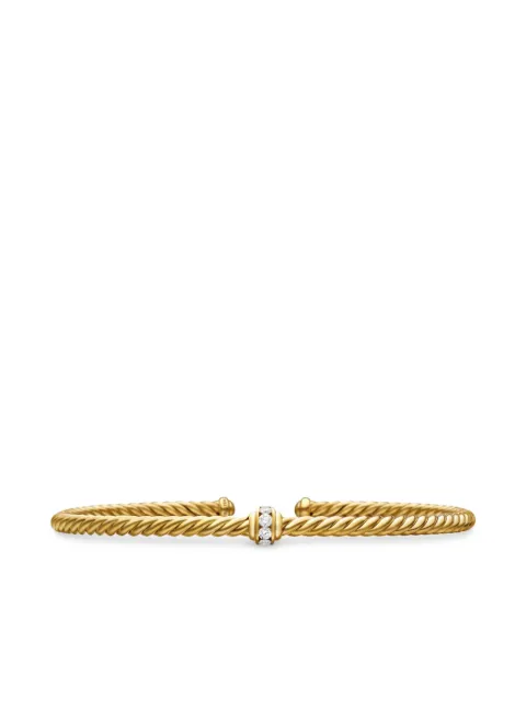 David Yurman 18kt Classic Cablespira Station Gelbgoldarmband mit Diamanten 3mm