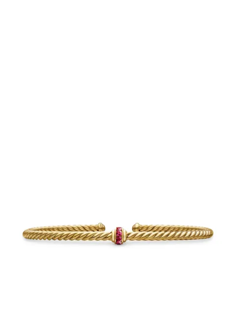 David Yurman 18kt yellow gold Classic Cablespira Station pavé bracelet (3mm)