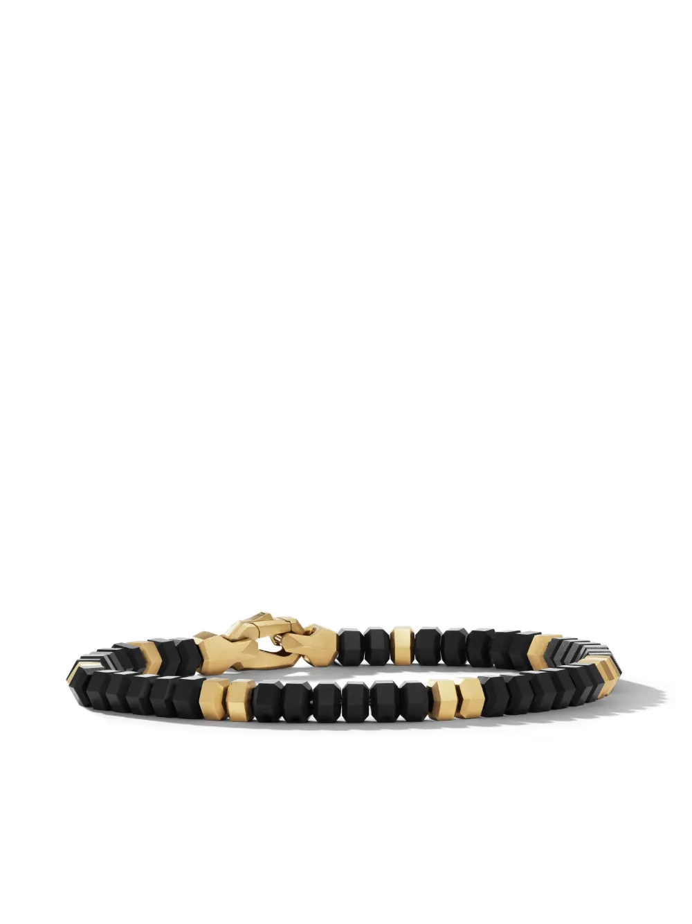 David Yurman 18kt Yellow Gold Hex 6mm Onyx Beaded Bracelet In Gold