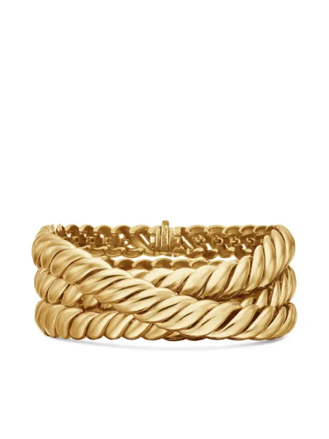 David Yurman 18kt yellow gold Sculpted Cable Triple Wrap bracelet (8.5mm)