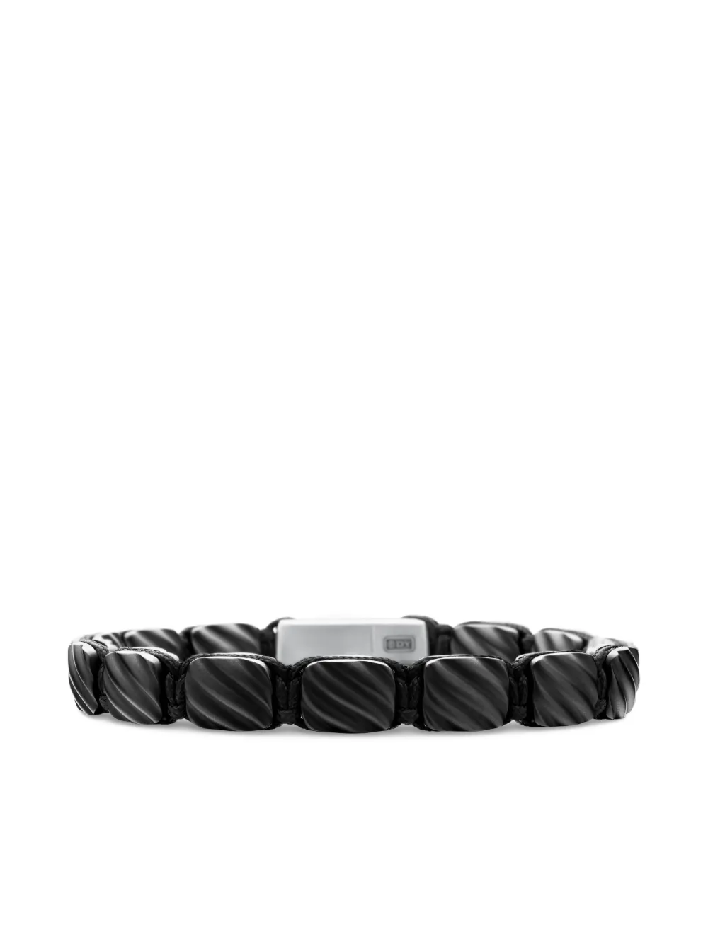 David Yurman sterling silver Sculpted Cable Woven Tile bracelet (8.5mm) | Black | Image 1