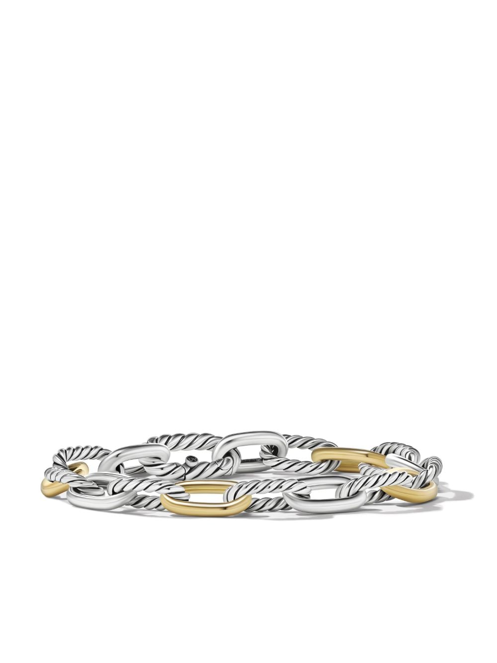 Shop David Yurman 18kt Yellow Gold And Silver Madison 8.5mm Chain Bracelet