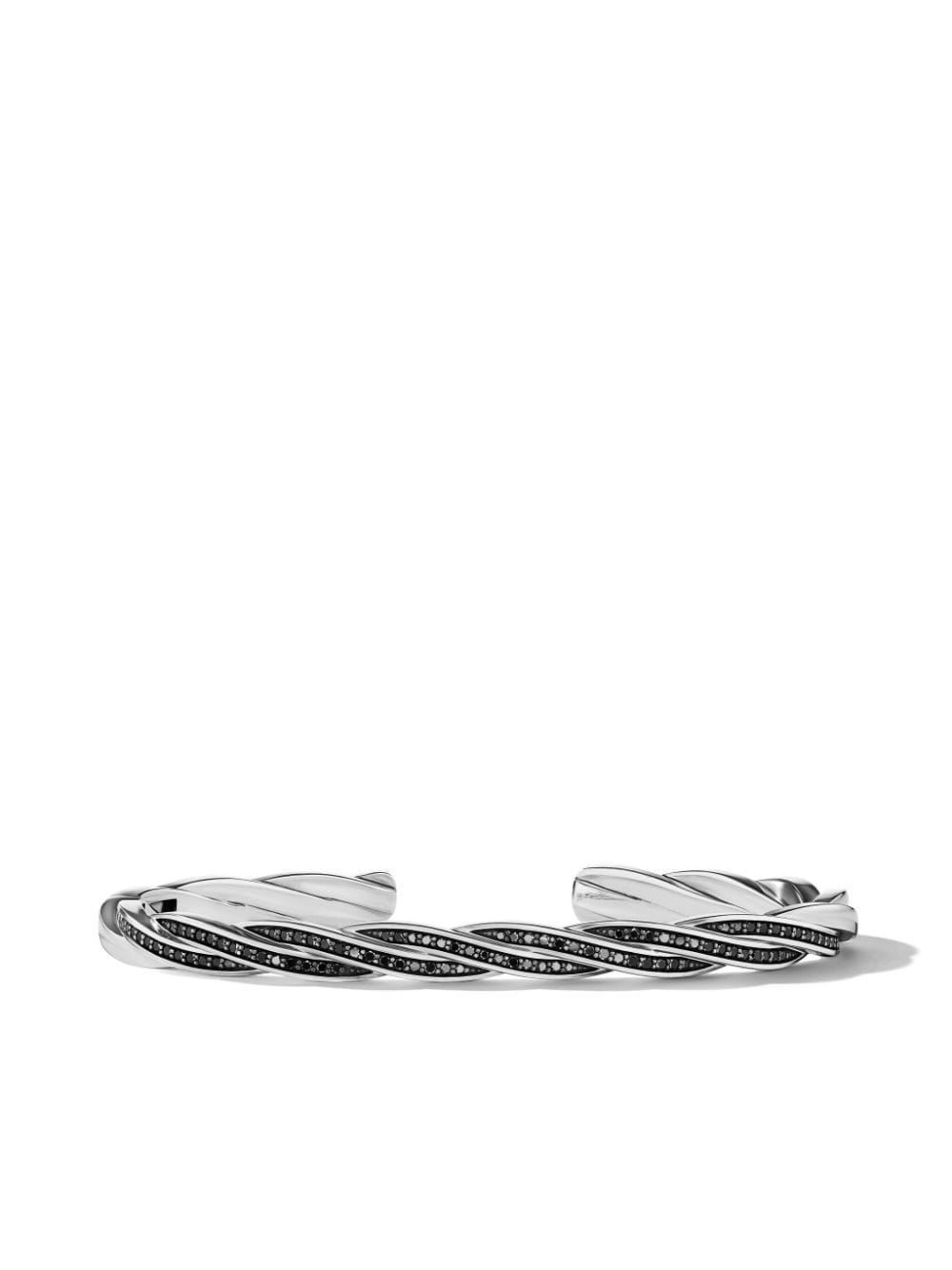 david yurman bracelet torsadé helios pavé de diamants noirs - argent