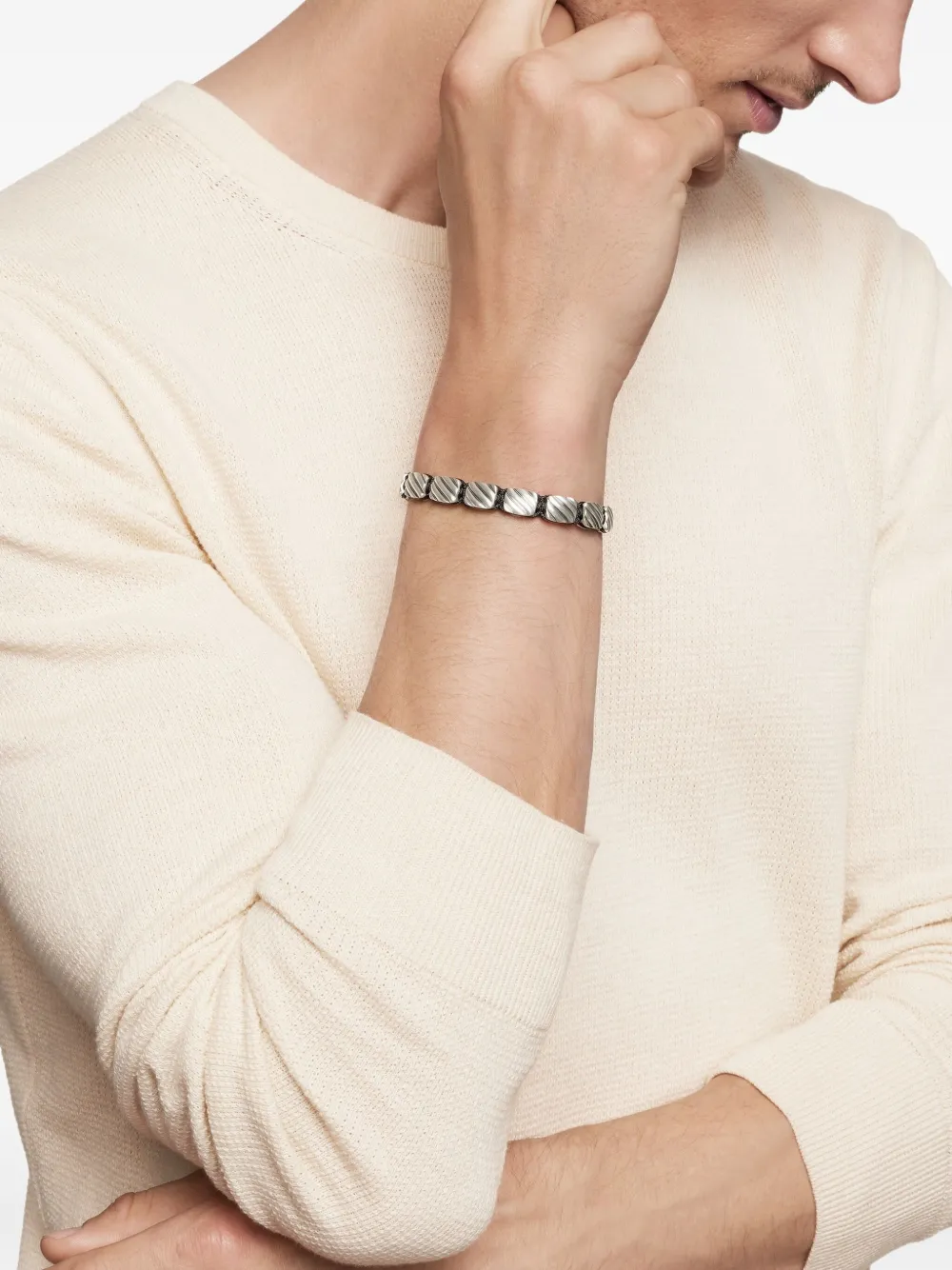David Yurman Bracciale Sculpted Cable Woven Tile in argento sterling (8,5mm) | Image 2