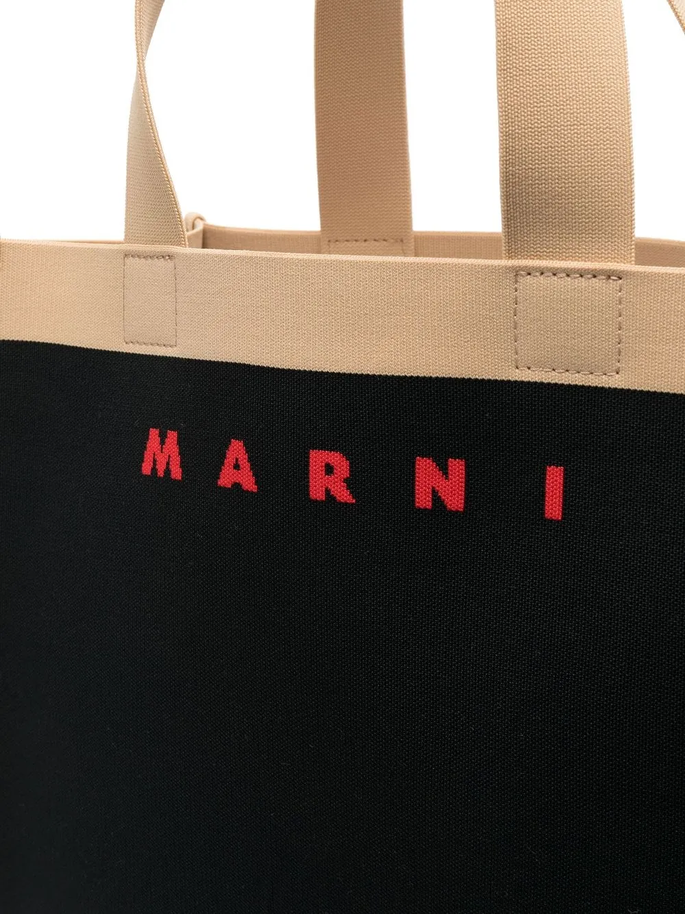 Shop Marni Jacquard Shopping Tote In Black