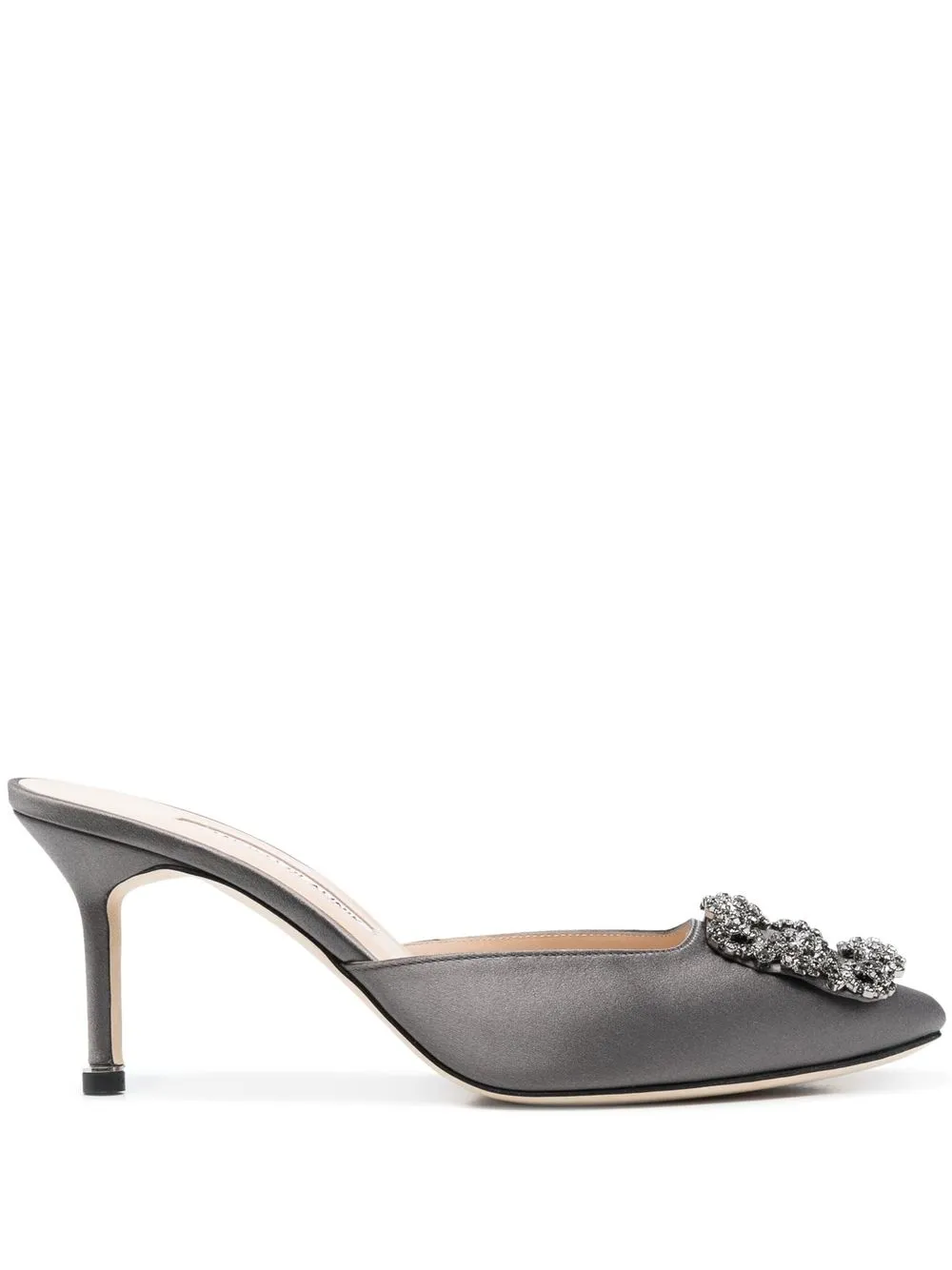 

Manolo Blahnik Hangisi 80mm jewel-buckle mules - Grey