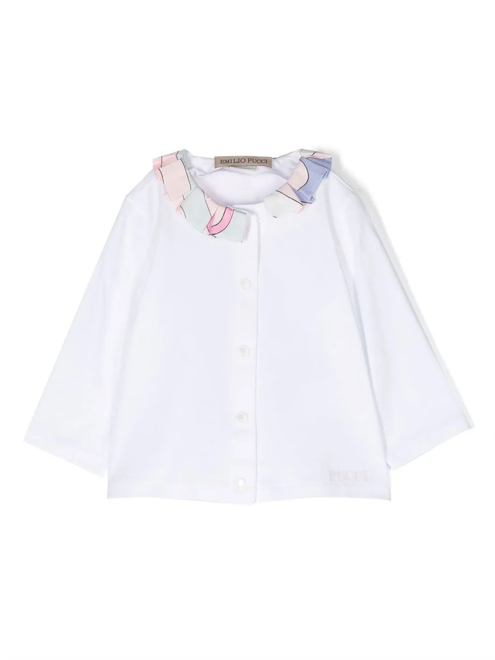 Pucci Junior Babies' Frilled-collar Long-sleeve Shirt In Weiss