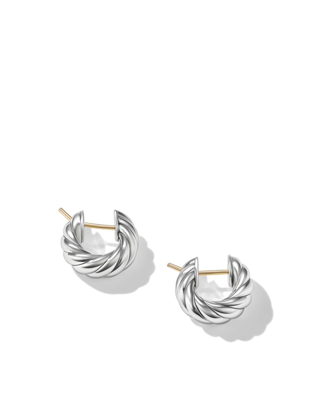 Shop David Yurman Sterling Silver Sculpted Cable Hoop Earrings
