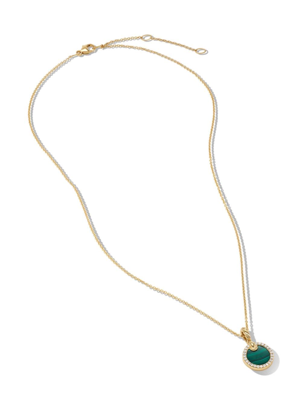 Shop David Yurman 18kt Yellow Gold Petite Dy Elements Malachite Diamond Pendant Necklace