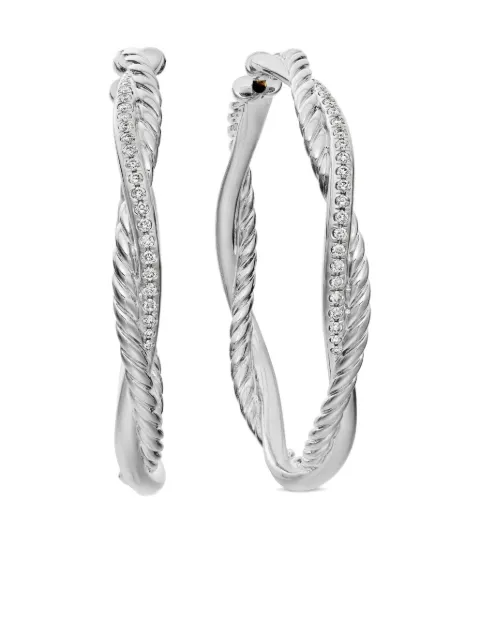 David Yurman sterling silver Infinity diamond hoop earrings (42mm)