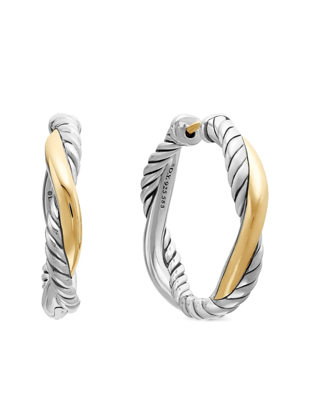David Yurman Petite Infinity フープピアス 17.3mm 14Kイエローゴールド&スターリングシルバー - David Yurman Petite Infinity フープピアス 17.3mm 14Kイエローゴールド&スターリングシルバー -