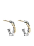 David Yurman 14kt yellow gold and sterling silver Petite Infinity huggie hoops earrings (3mm)