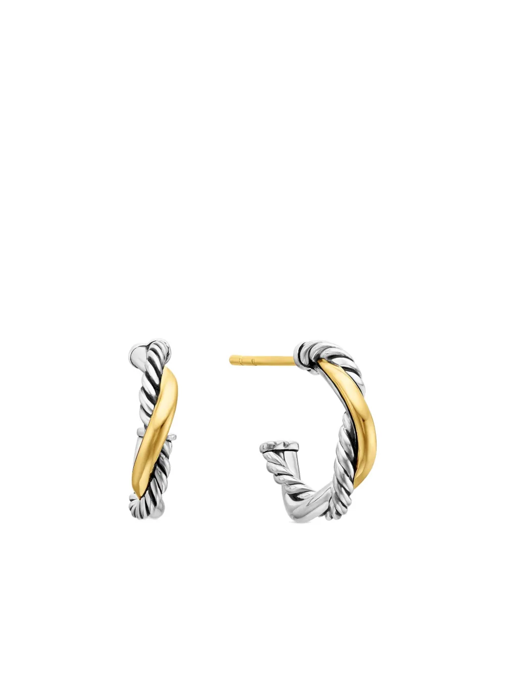David Yurman Petite Infinity ピアス 3mm 14Kイエローゴールド&スターリングシルバー - シルバートーン David Yurman Petite Infinity ピアス 3mm 14Kイエローゴールド&スターリングシルバー - シルバートーン